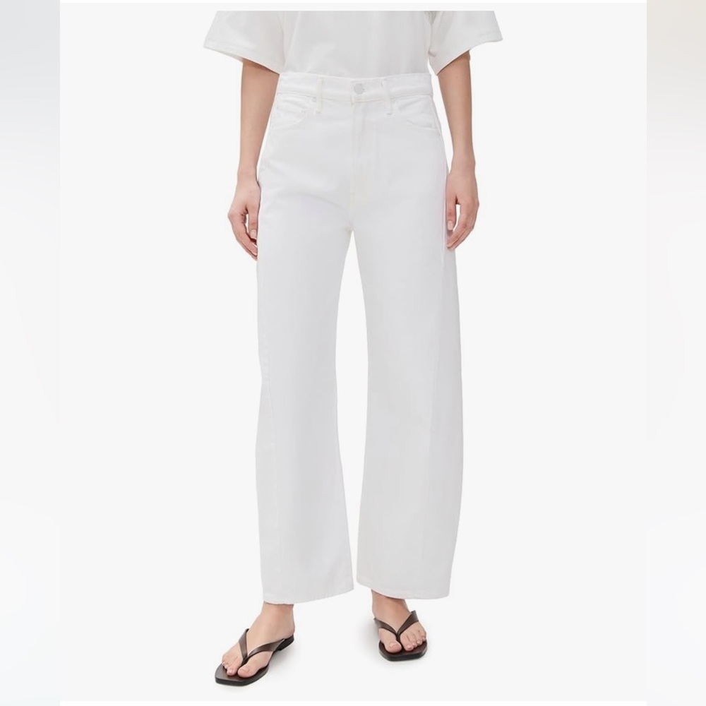 MOTHER The Full Pipe Ankle Picket Fence Jeans in White